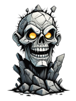 AI generated Broken rock style skull head on transparent background png