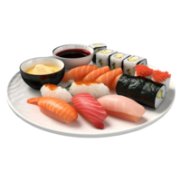 ai generiert 3d Rendern von ein Japan berühmt Gericht Sushi auf transparent Hintergrund - - ai generiert png