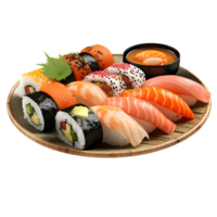 ai gerado 3d Renderização do uma Japão famoso prato Sushi em transparente fundo - ai gerado png