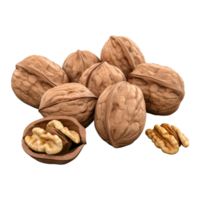 AI generated 3D Rendering of a Walnuts With Leaves on Transparent Background - Ai Generated png