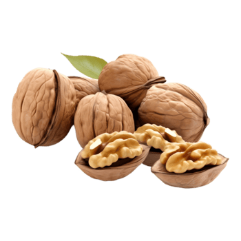 ai generato 3d interpretazione di un' Noci con le foglie su trasparente sfondo - ai generato png