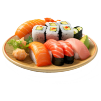 ai generato 3d interpretazione di un' Giappone famoso piatto Sushi su trasparente sfondo - ai generato png