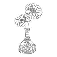 Free vector art and hand drawing flower art black and white flat design with vase