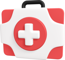 Red and White First Aid Kit Icon with Handle on Transparent Background png