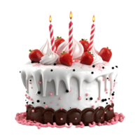 ai generado 3d representación de un cumpleaños pastel con velas en transparente antecedentes - ai generado png