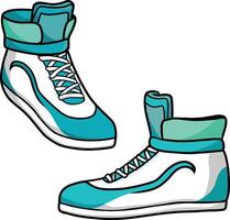 vector sky blue color sport shoes or sneakers in different views.