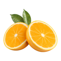 ai generado 3d representación de un naranjas con hojas en transparente antecedentes - ai generado png