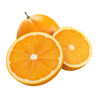 ai generado 3d representación de un naranjas con hojas en transparente antecedentes - ai generado png