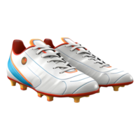 ai gerado 3d Renderização do uma futebol sapatos par em transparente fundo - ai gerado png