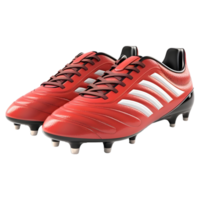 ai gerado 3d Renderização do uma futebol sapatos par em transparente fundo - ai gerado png