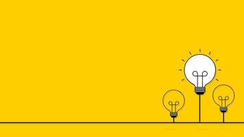 Outstanding light bulbs on yellow background with copy space for your text. Vector illustration.