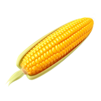 AI generated 3D Rendering of a Sweet Corn With Leaves on Transparent Background - Ai Generated png