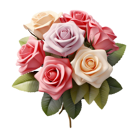 ai generado 3d representación de un manojo de vistoso flores para regalo en transparente antecedentes - ai generado png