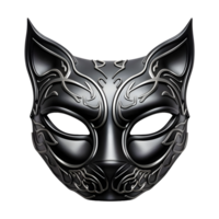 ai généré 3d le rendu de une noir chat masque sur transparent Contexte - ai généré png