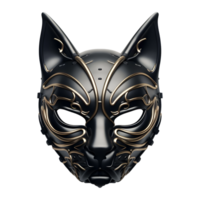 ai généré 3d le rendu de une noir chat masque sur transparent Contexte - ai généré png