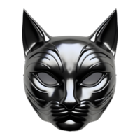 ai generato 3d interpretazione di un' nero gatto maschera su trasparente sfondo - ai generato png