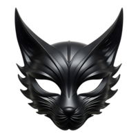 ai généré 3d le rendu de une noir chat masque sur transparent Contexte - ai généré png