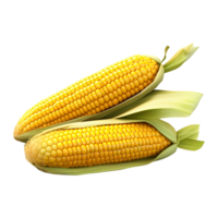 AI generated 3D Rendering of a Sweet Corn With Leaves on Transparent Background - Ai Generated png