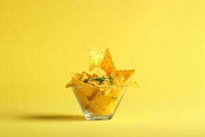 AI generated nacho in cup of garnish copy space concept generative AI photo