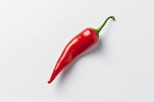 AI generated Red hot pepper levitates on a white background copyspace Generative AI photo