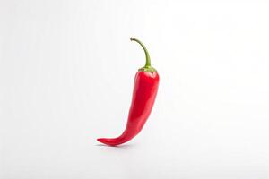 AI generated Red hot pepper levitates on a white background copyspace Generative AI photo