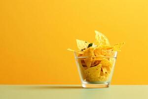 AI generated nacho in cup of garnish copy space concept generative AI photo