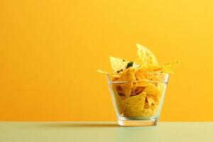 AI generated nacho in cup of garnish copy space concept generative AI photo