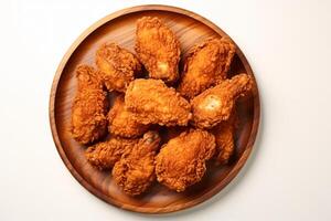 AI generated Delicious fried chicken on plate copy space concept Generative AI photo