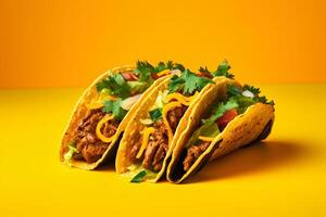 AI generated Traditional mexican tacos with meat and vegetables Generative AI photo