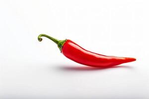 AI generated Red hot pepper levitates on a white background copyspace Generative AI photo