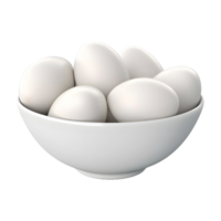 ai generado 3d representación de un blanco huevos en un cuenco en transparente antecedentes - ai generado png