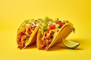 AI generated Traditional mexican tacos with meat and vegetables Generative AI photo