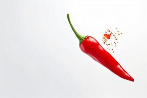 AI generated Red hot pepper levitates on a white background copyspace Generative AI photo