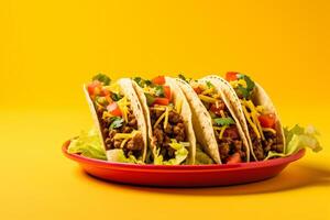 AI generated Traditional mexican tacos with meat and vegetables Generative AI photo