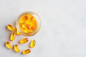 AI generated Fish oil capsules with omega 3 and vitamin Gnenerative AI photo