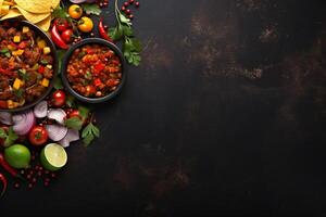 AI generated Complete mexican food composition copy space concept generative AI photo