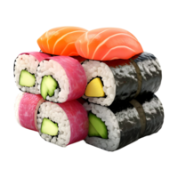 ai generiert 3d Rendern von ein berühmt japanisch Sushi Gericht auf transparent Hintergrund - - ai generiert png