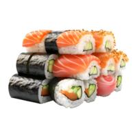 ai genererad 3d tolkning av en känd japansk sushi maträtt på transparent bakgrund - ai genererad png