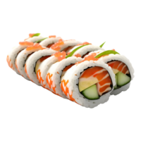 ai genererad 3d tolkning av en känd japansk sushi maträtt på transparent bakgrund - ai genererad png