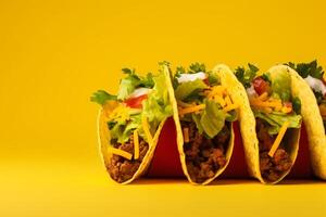 AI generated Traditional mexican tacos with meat and vegetables Generative AI photo