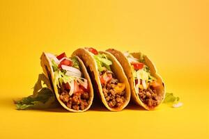 AI generated Traditional mexican tacos with meat and vegetables Generative AI photo