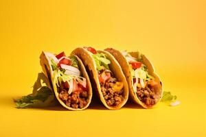 ai generado tradicional mexicano tacos con carne y vegetales generativo ai foto