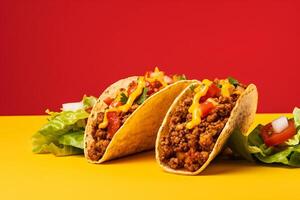 AI generated Traditional mexican tacos with meat and vegetables Generative AI photo