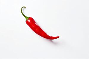 AI generated Red hot pepper levitates on a white background copyspace Generative AI photo