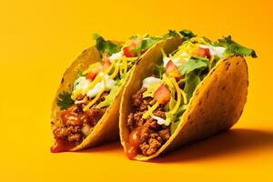 AI generated Traditional mexican tacos with meat and vegetables Generative AI photo