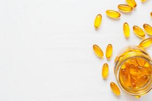 AI generated Fish oil capsules with omega 3 and vitamin Gnenerative AI photo