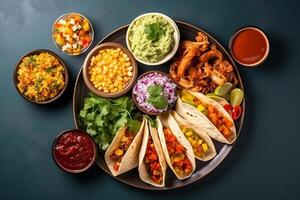 AI generated Complete mexican food composition copy space concept generative AI photo