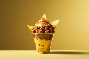 AI generated nacho in cup of garnish copy space concept generative AI photo