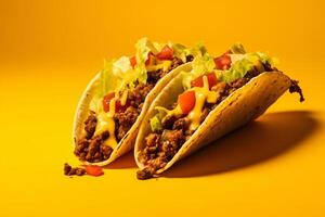 AI generated Traditional mexican tacos with meat and vegetables Generative AI photo