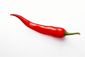 AI generated Red hot pepper levitates on a white background copyspace Generative AI photo